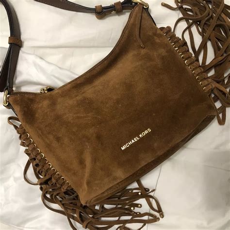 michael kors caramel fringed hobo bag